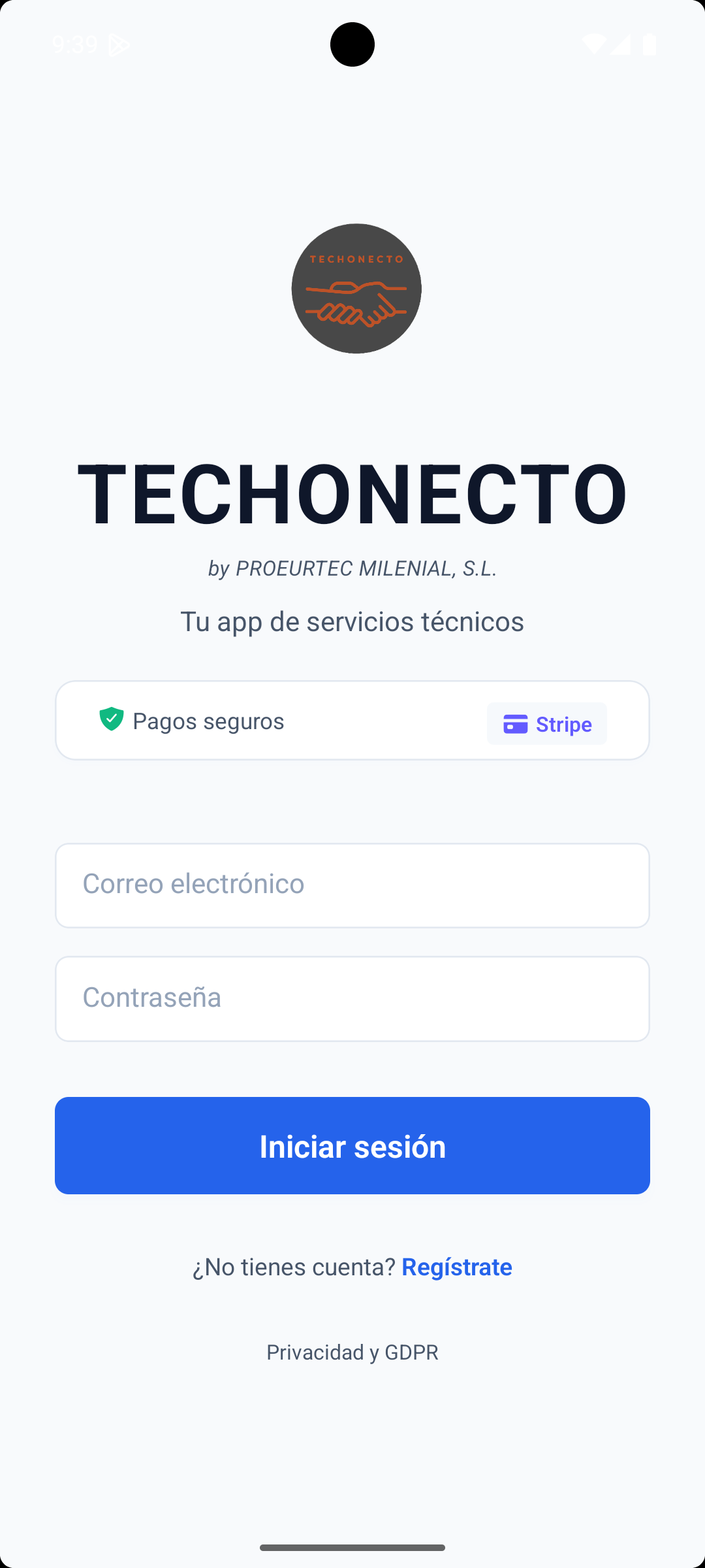 Techonecto App - Pantalla principal